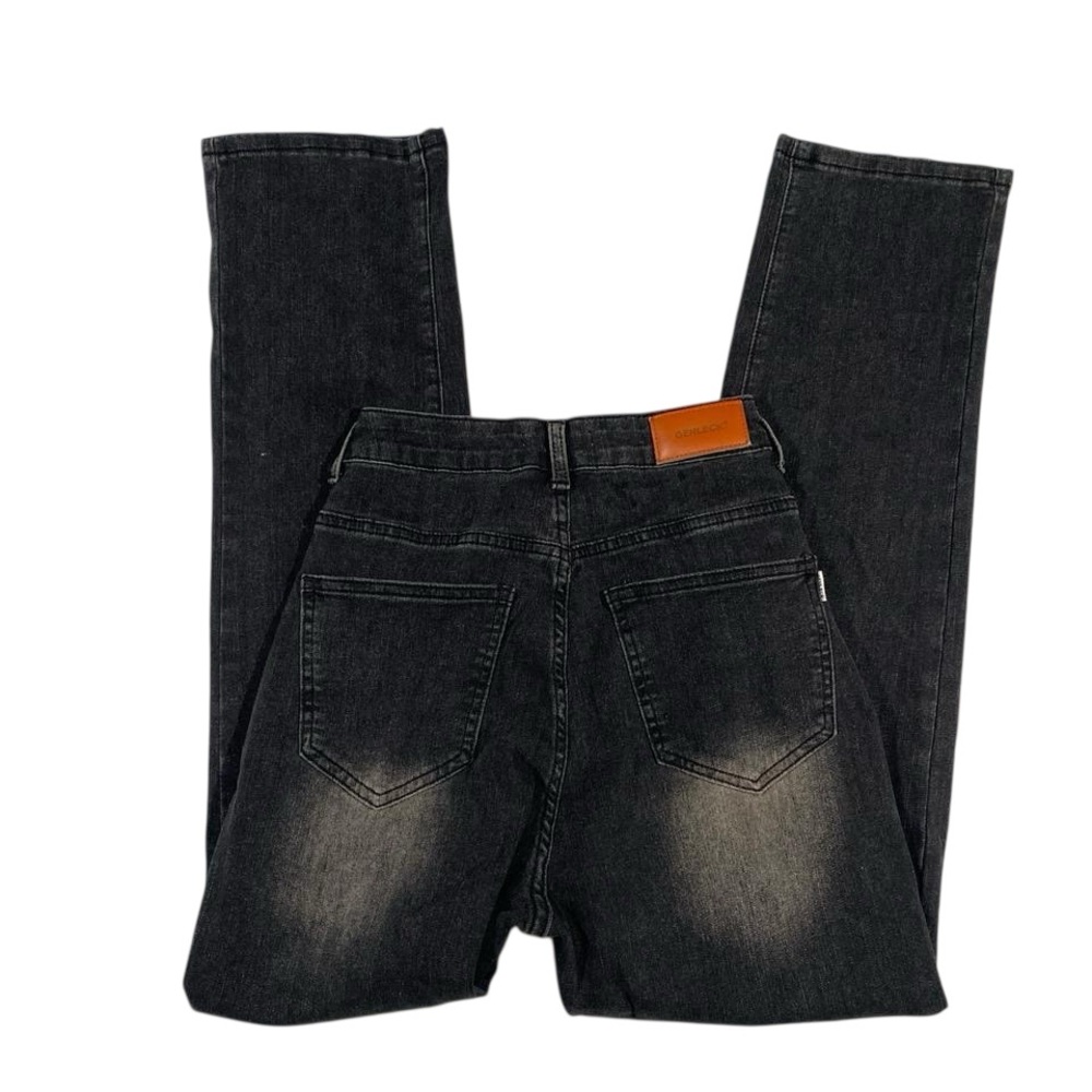 Womens XS Genleck High Rise Straight Leg Jeans Black Stretchy Casual Basic Denim